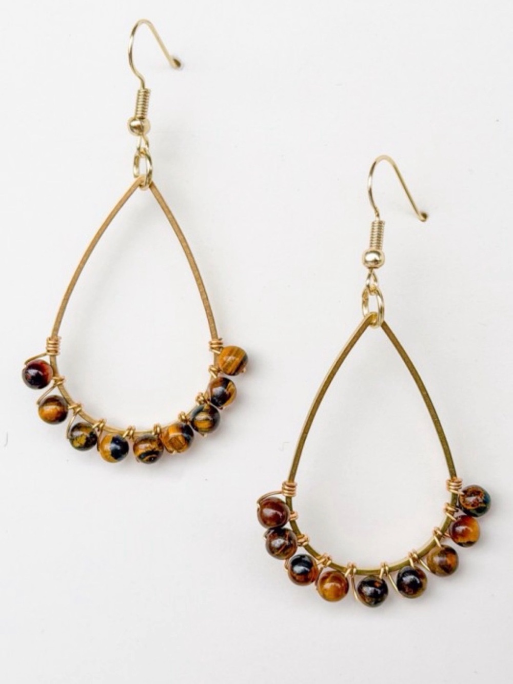NWT Dylan Jewelry Missy Earrings Tigers Eye Gold Tone Dangle Drop Statement
